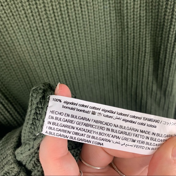 Mens Green Zara Ribbed Knit Sweater - Picture 5 of 7